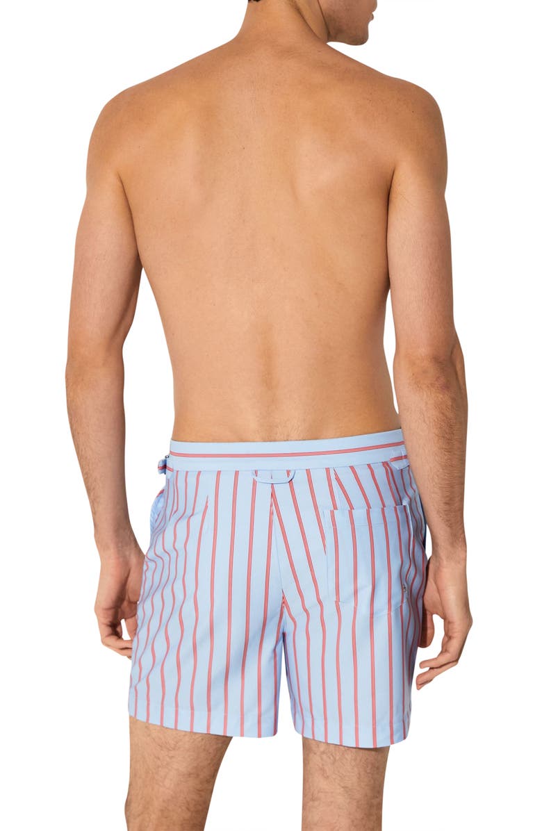 Reiss Presley Stripe Side Adjuster Swim Trunks, Alternate, color, Soft Blue