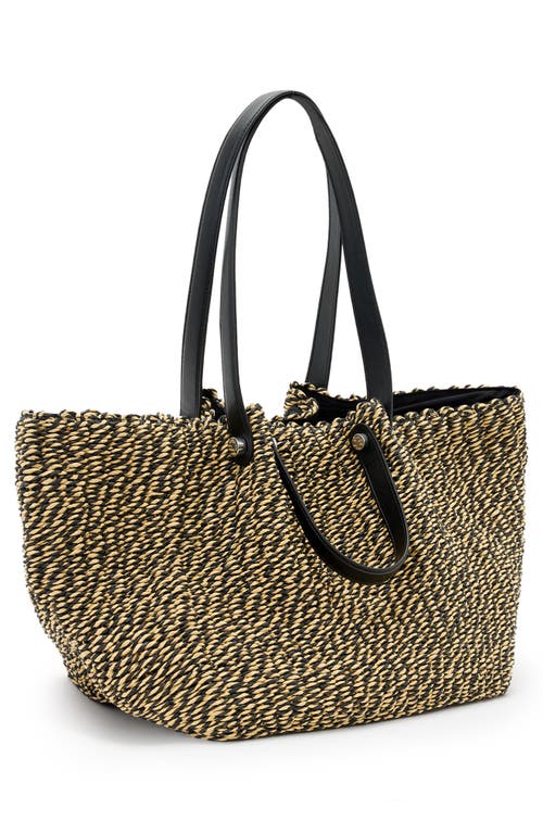 Allsaints Womens Black/natural Allington Straw Tote Bag In Black/natural