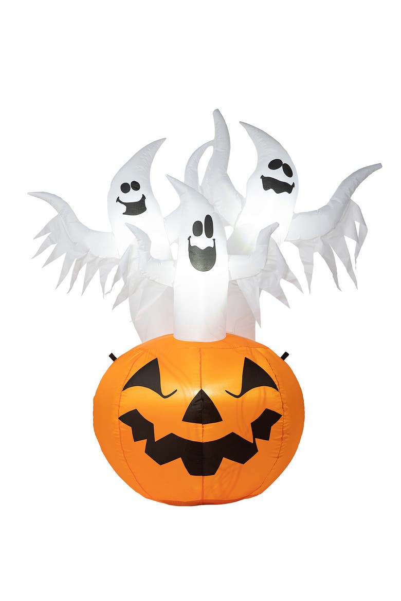 6FT Lighted Ghosts In Jack-O-Lantern Pumpkin Inflatable Decor, Main, color, Orange