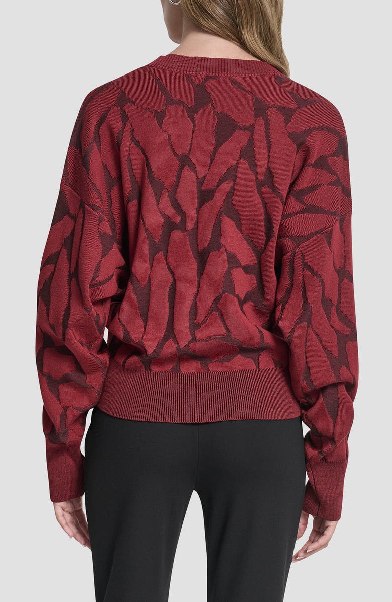 DKNY Jacquard V-Neck Sweater, Alternate, color, Merlot