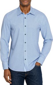 CONSTRUCT Slim Fit Round Geo Woven Long Sleeve Basic Shirt