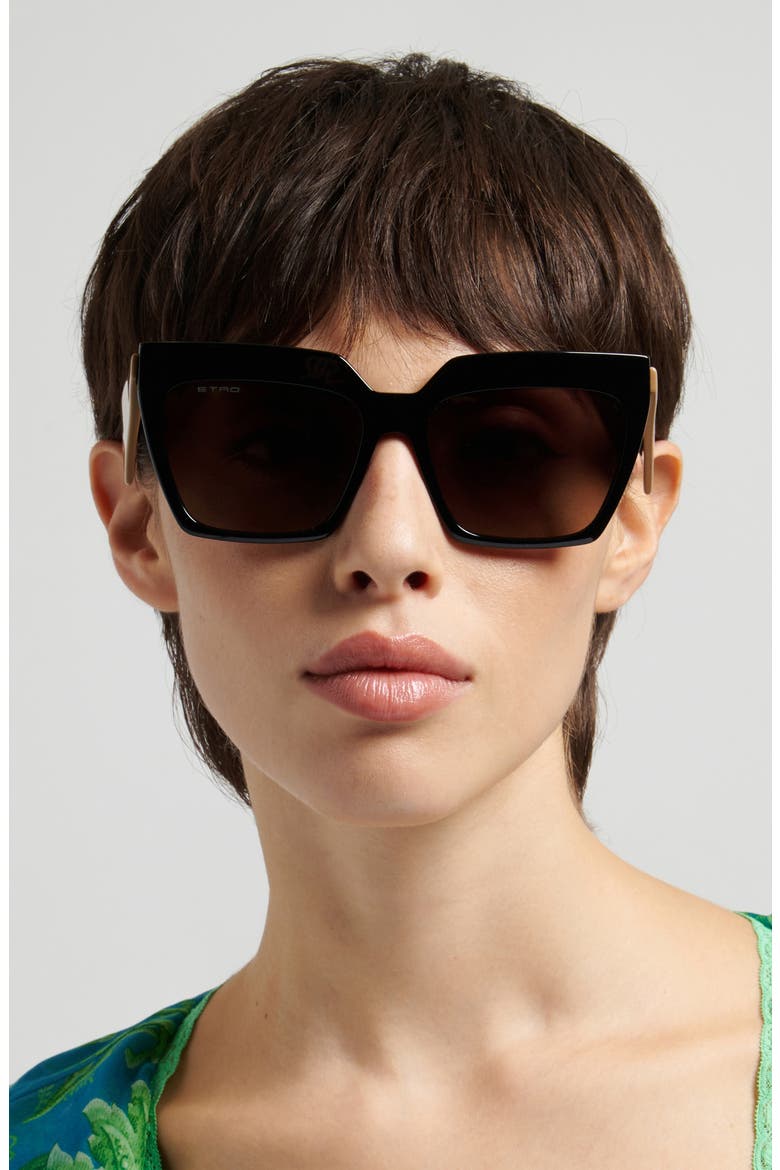 58mm Rectangular Sunglasses, Alternate, color, BLACK BEIGE/ BROWN SF
