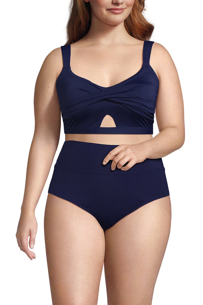 Plus Size Twist Front Bikini Top, Alternate, color, Deep Sea Navy