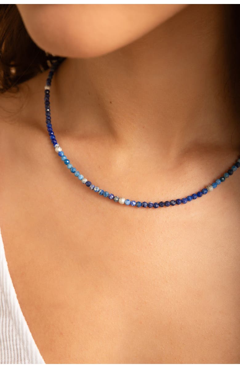 Seven Saints Oracle of the Deep Lapis Lazuli Choker Necklace, Alternate, color, Gold
