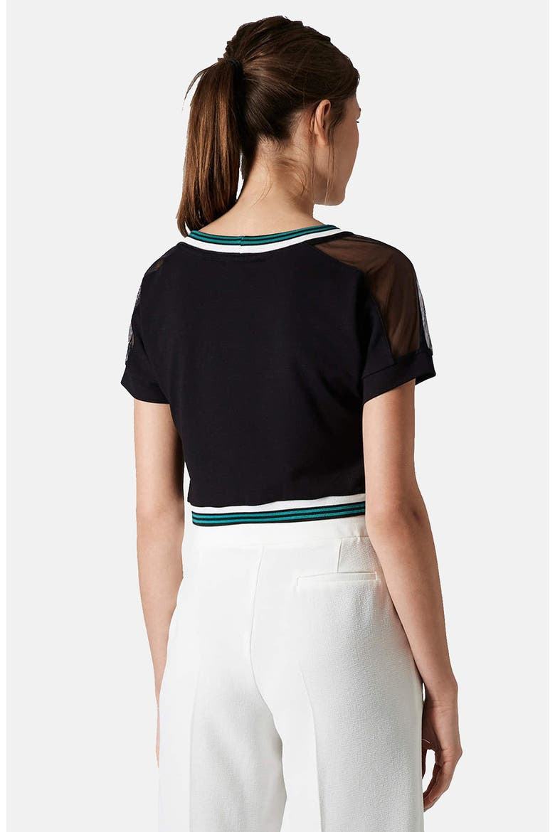 Contrast Trim Mesh Inset Tee, Alternate, color, BLACK