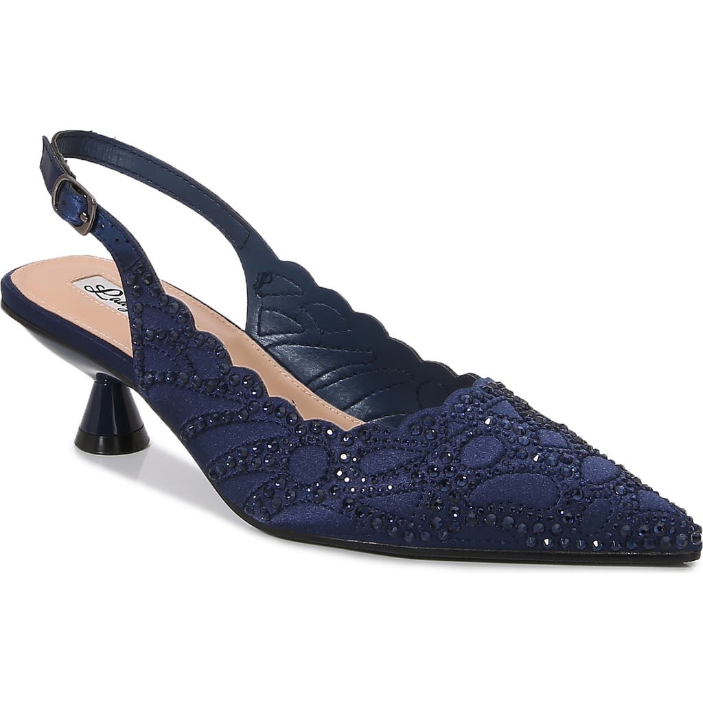 Lady Couture Scallop Top Line Slingback Pump In Navy