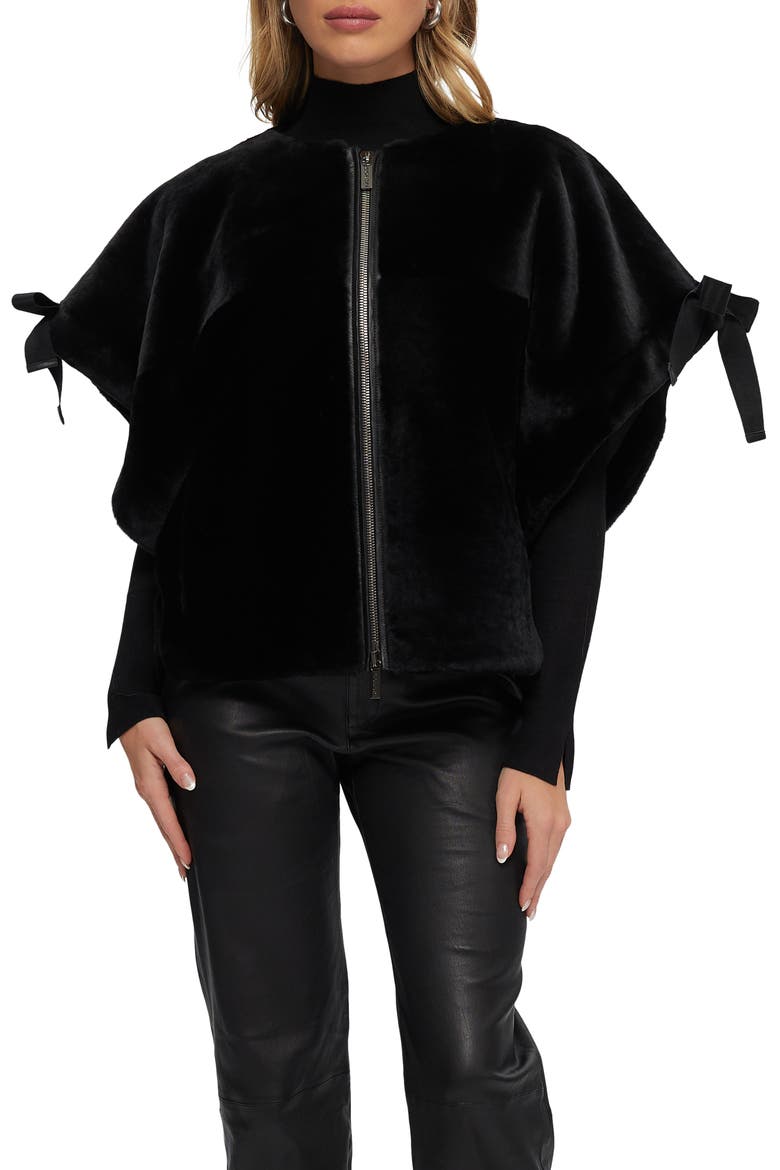 Genuine Shearling Jacket, Short Sleeve, Main, color, BLACK