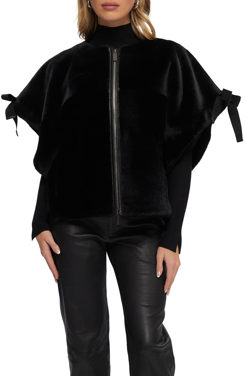 GORSKI Genuine Shearling Jacket, Short Sleeve, Main, color, Black