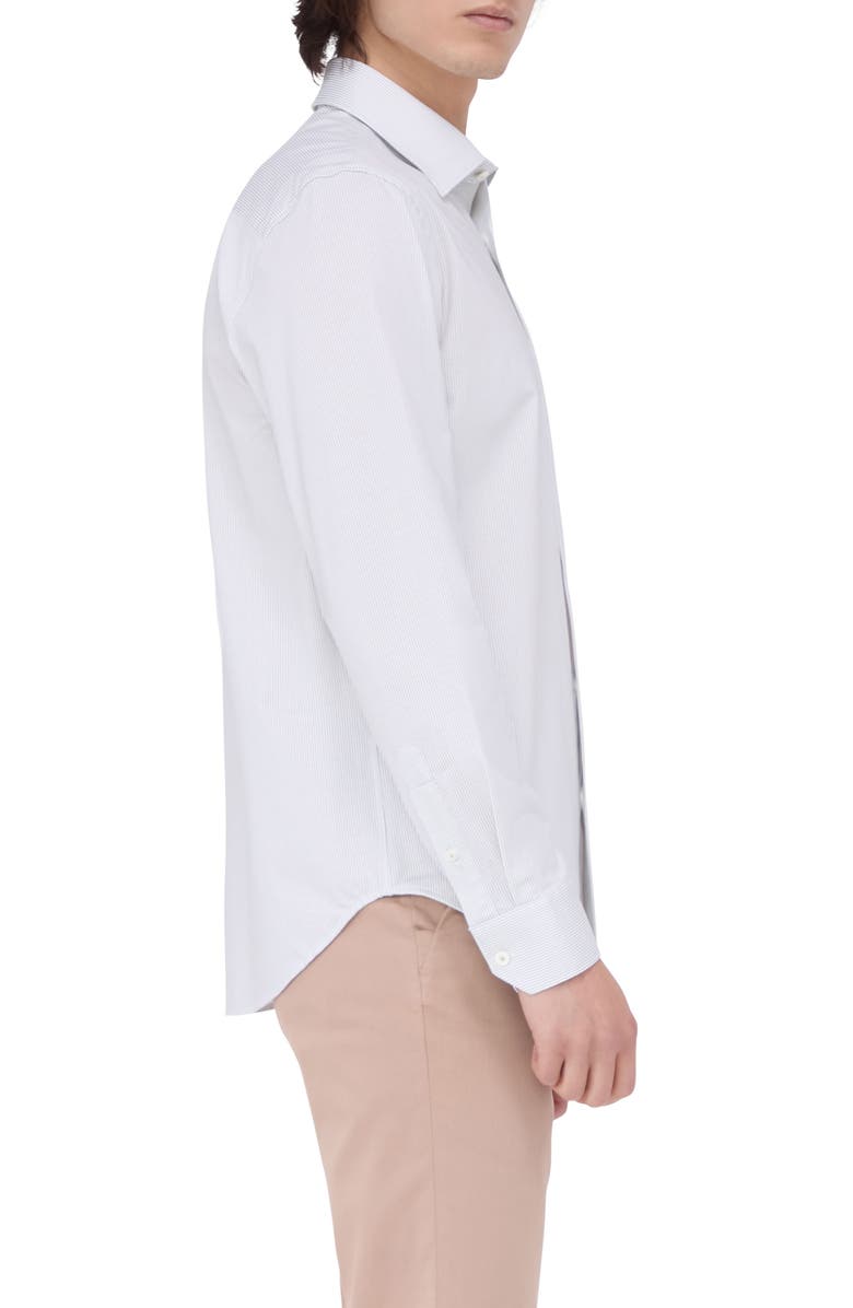 Bugatchi James OoohCotton<sup>®</sup> Pinstripe Button-Up Shirt, Alternate, color, Willow