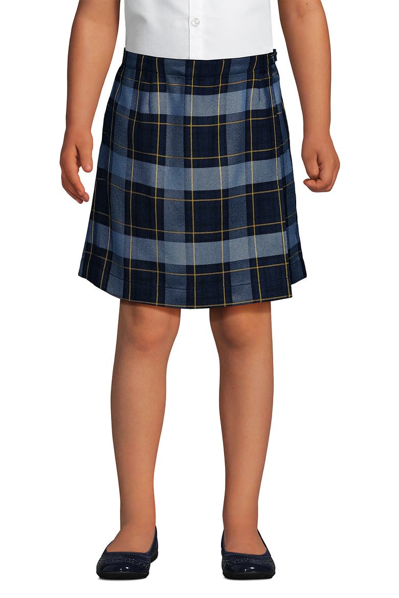 School Uniform Girls Plaid A Line Tab Skort Top Of Knee, Main, color, Classic Navy Plaid