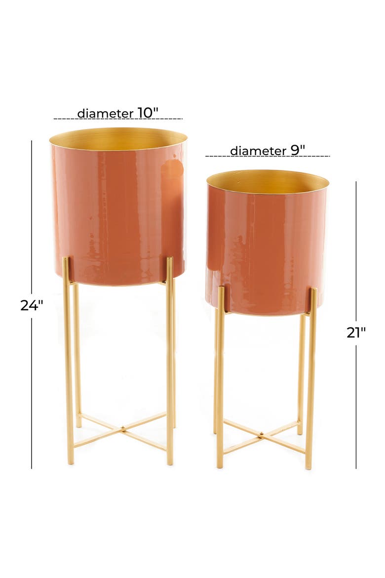 Orange Metal Contemporary Planter with Removable Stand, Alternate, color, ORANGE