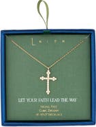 Leith Cubic Zirconia Cross Pendant Necklace