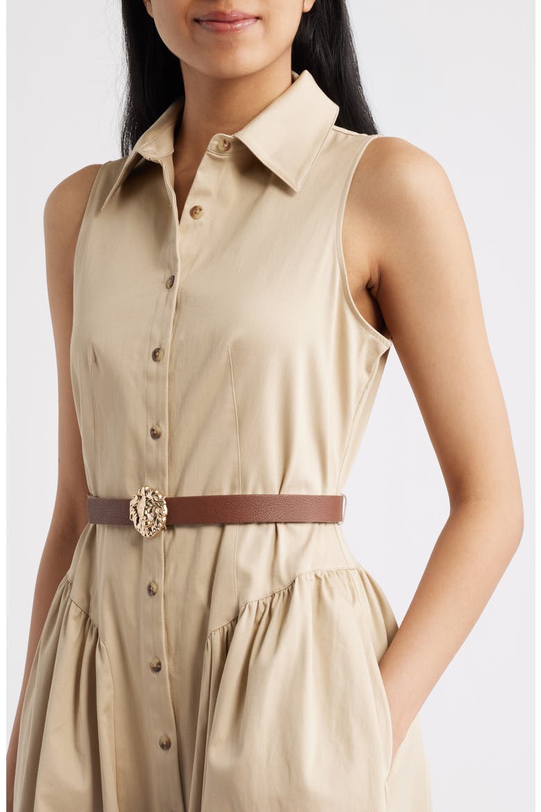 Sleeveless Midi Shirtdress, Alternate, color, SAFARI