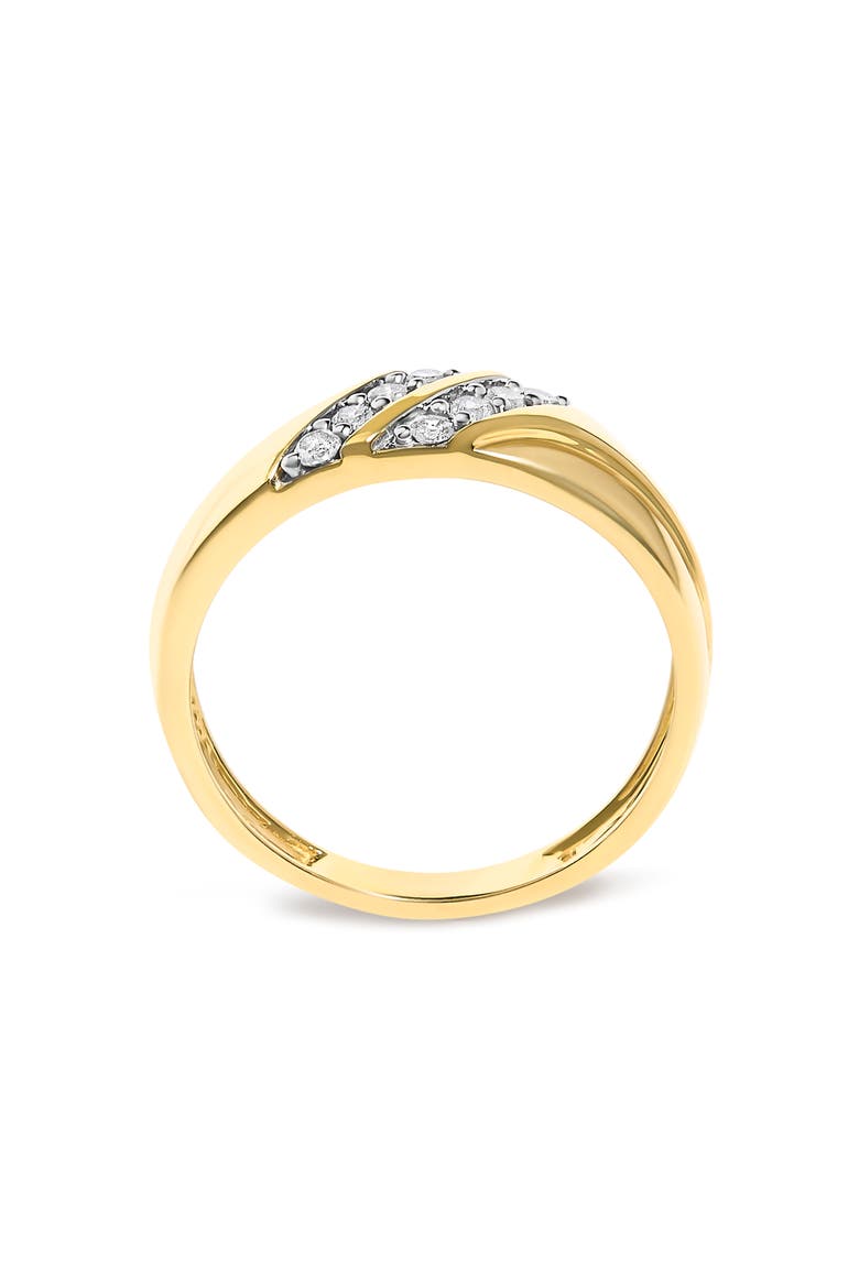 Men's 14K Yellow Gold Plated Sterling Silver 1/4 Cttw Diamond Two Row Channel Band Ring, Alternate, color, Yellow Gold over Silver