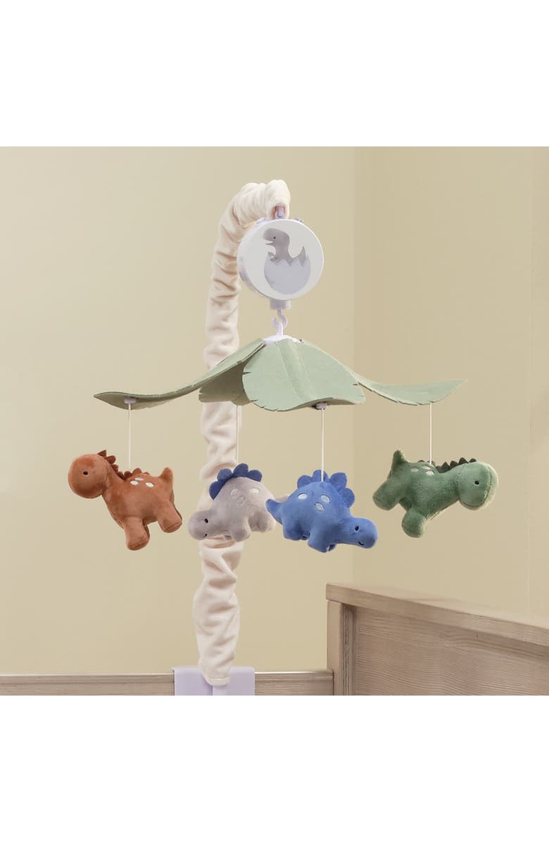 Lambs & Ivy Dino-Might Multicolor Dinosaur Musical Baby Crib Mobile Soother Toy, Alternate, color, Multicolor