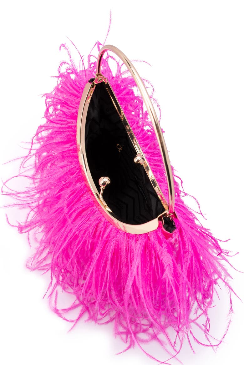 Olga Berg Penny Feathered Frame Bag, Alternate, color, Fuchsia