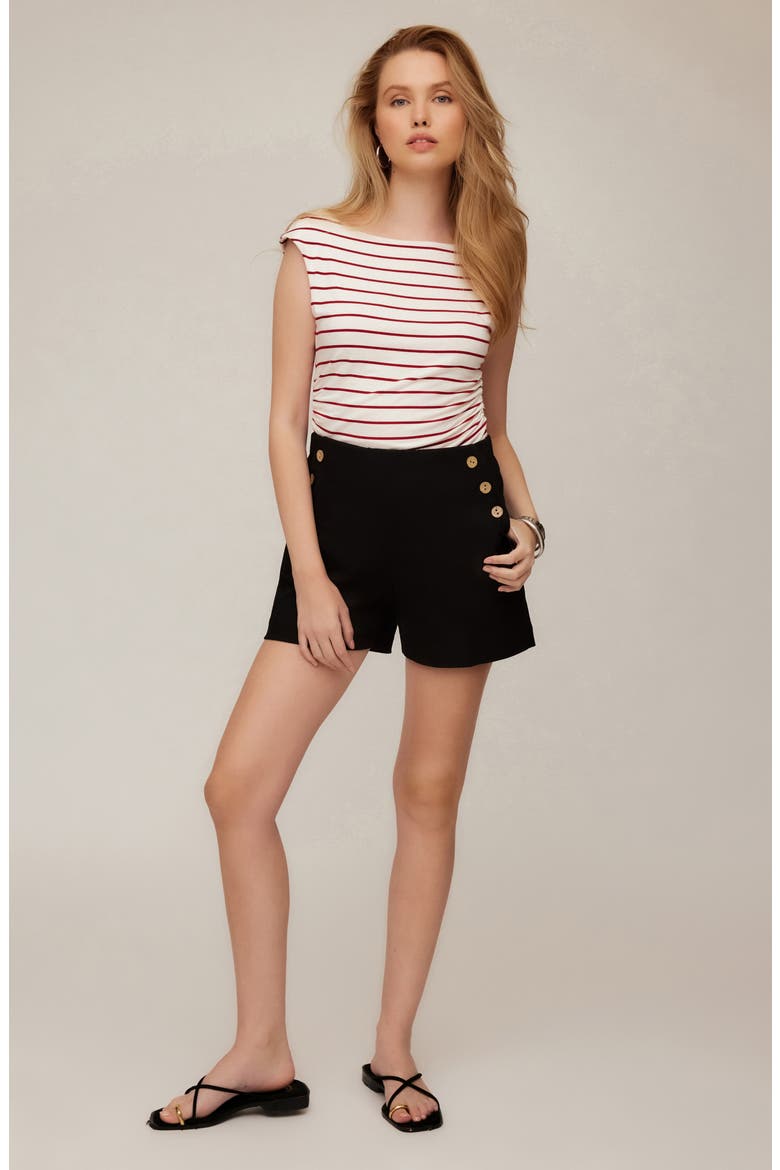Tasha Stripe Ruched Side Top, Alternate, color, RED