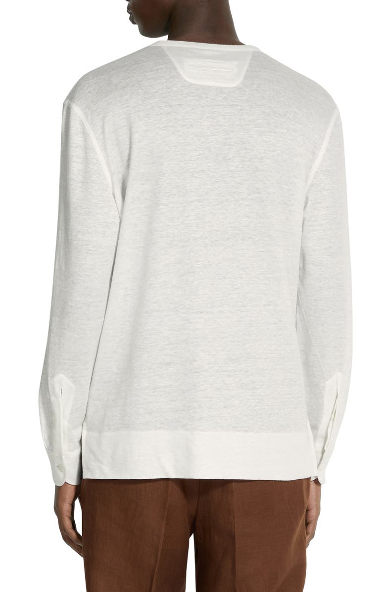 ZEGNA Long Sleeve Linen Knit Henley, Alternate, color, 