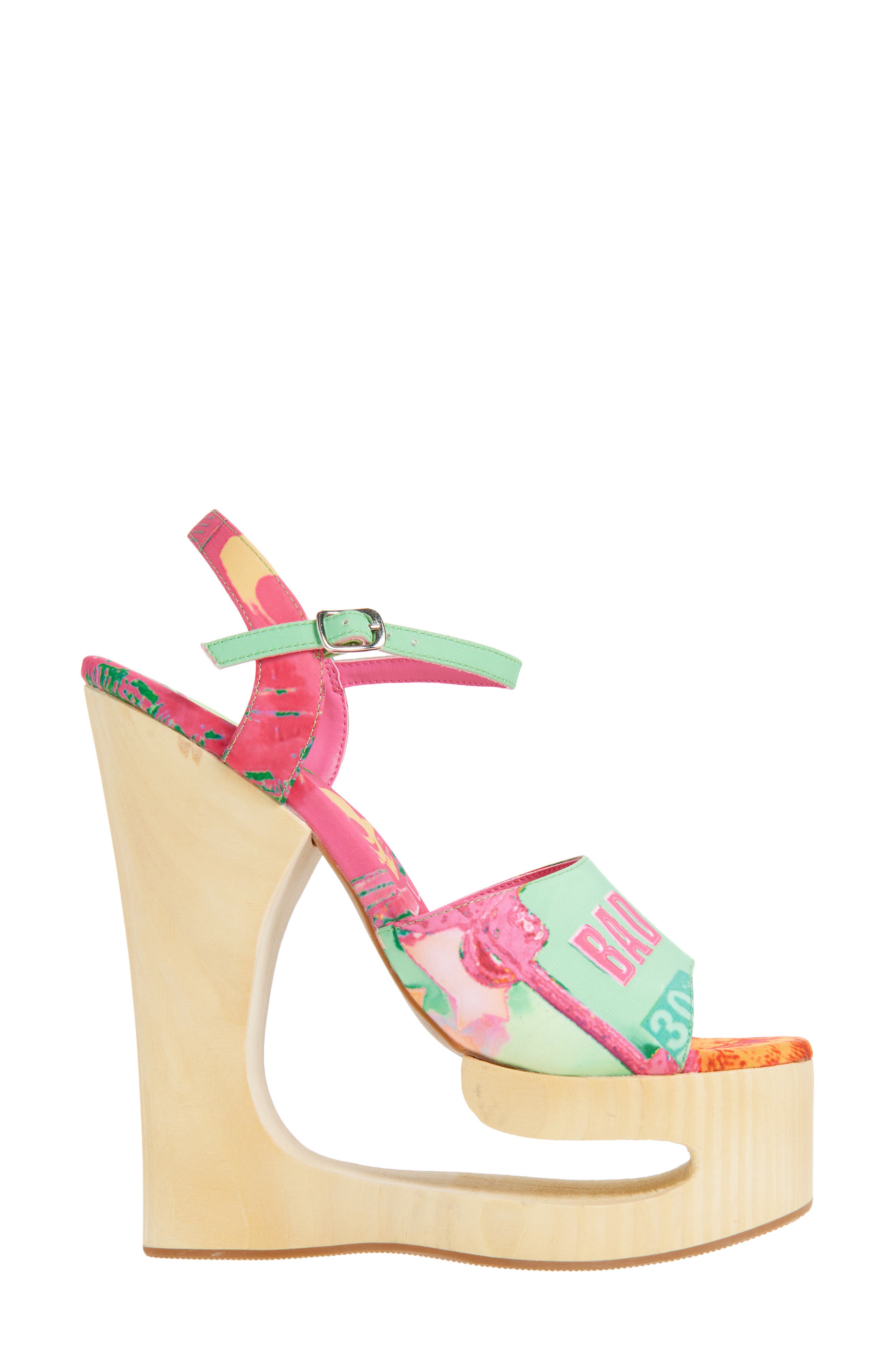 Jeffrey Campbell Flag Girl Platform Wedge Sandal, Alternate, color, Green Bad Girl Combo