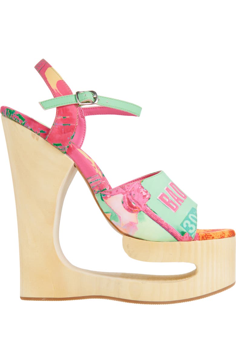 Jeffrey Campbell Flag Girl Platform Wedge Sandal, Alternate, color, Green Bad Girl Combo