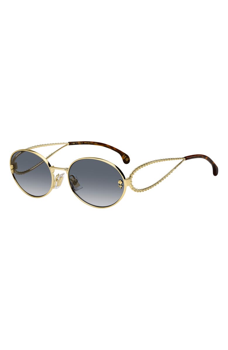 Etro 57mm Oval Sunglasses, Alternate, color, Gold/ Dark Blue Sf
