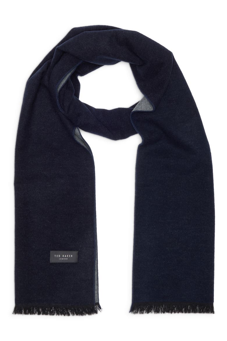 Reversible Silk Scarf, Main, color, NAVY GREY