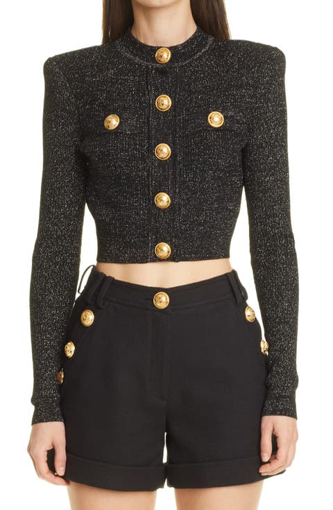 Metallic Knit Crop Sweater