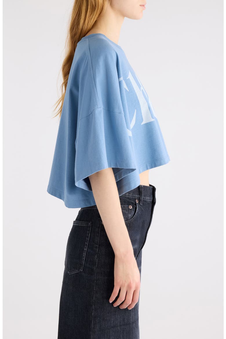 Oversize Signature Logo Crop Graphic T-Shirt, Alternate, color, AIRY BLUE