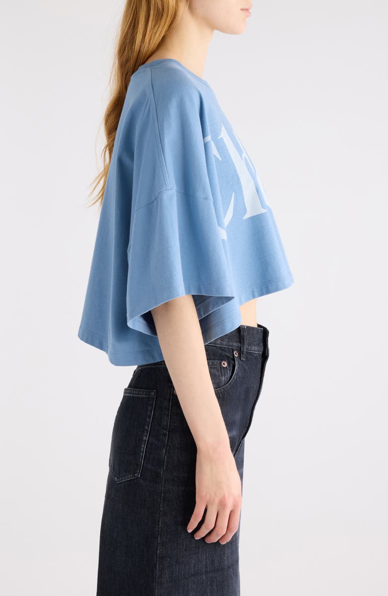 Chloé Oversize Signature Logo Crop Graphic T-Shirt, Alternate, color, Airy Blue
