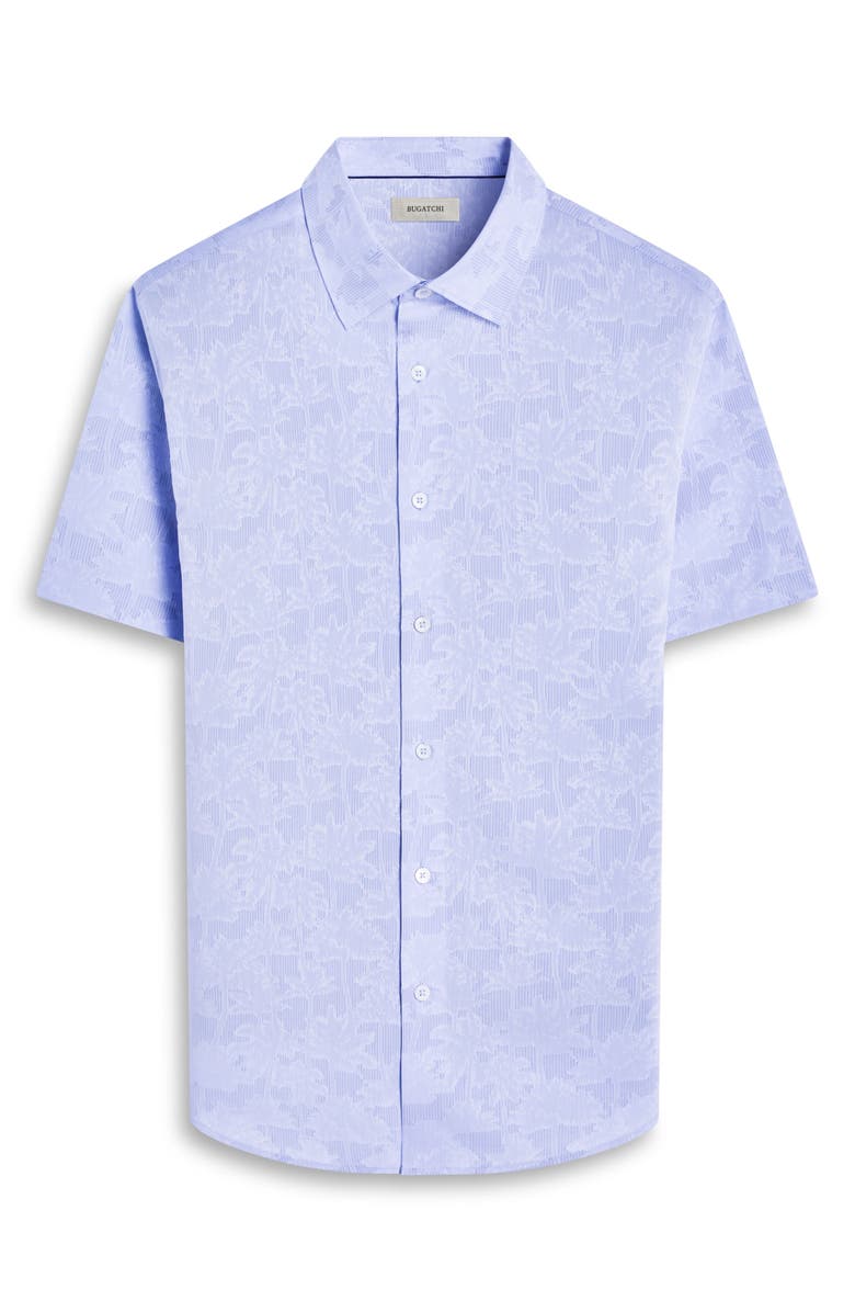 Bugatchi Orson Palm Tree Pattern Short Sleeve Button-Up Shirt, Alternate, color, Air Blue