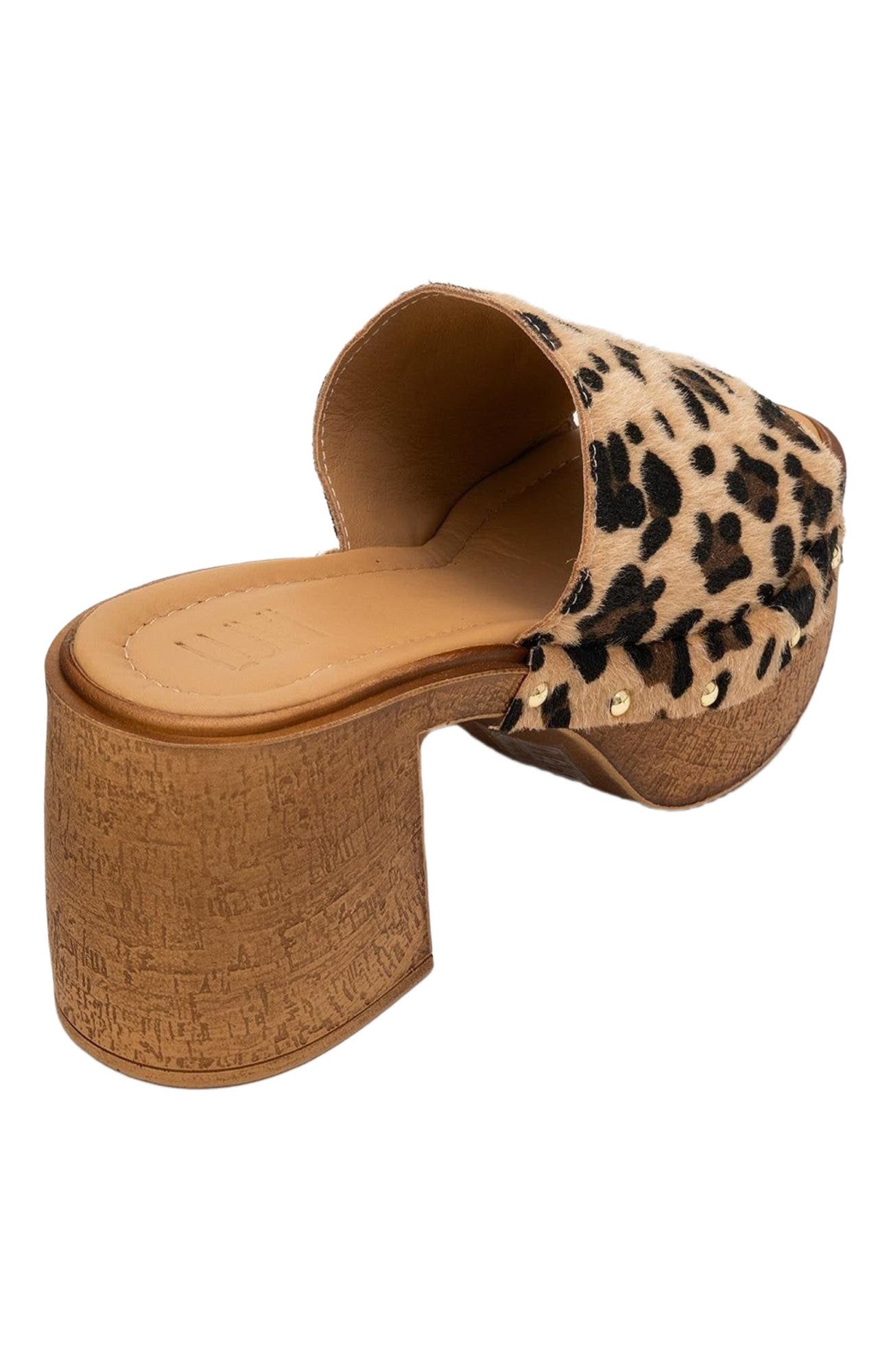 Pull Leather Platform Mules, Alternate, color, Leopard Suede Leather