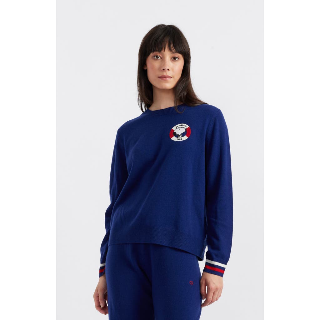 Chinti & Parker Blue Wool-cashmere Snoopy Nautical Sweater In Admiral Blue/multi