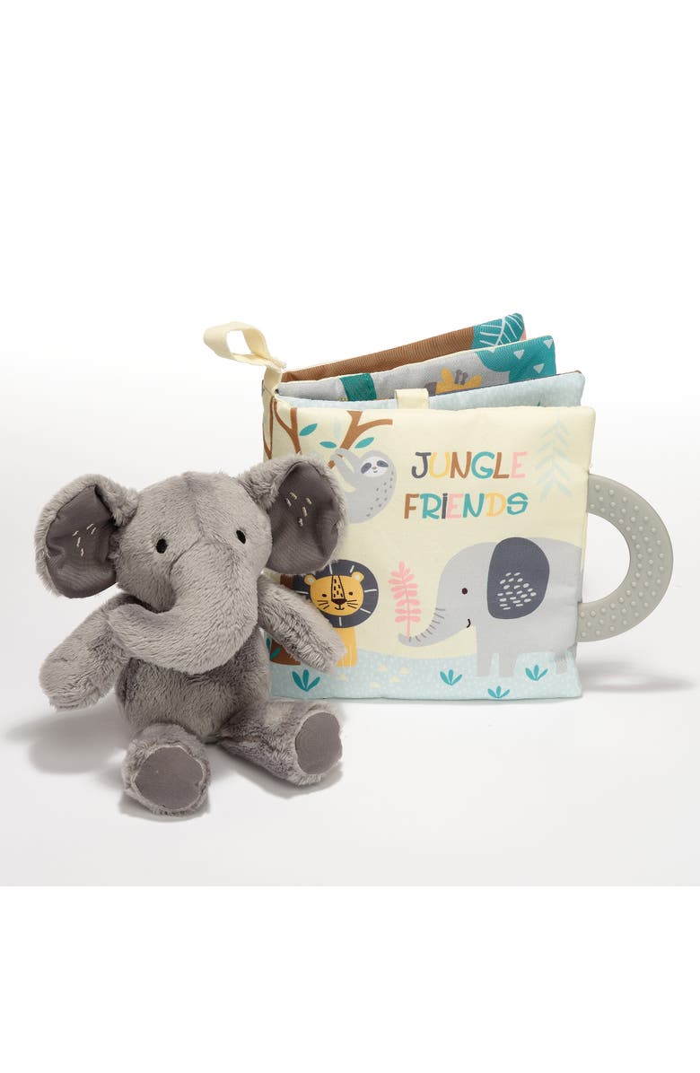 Lambs & Ivy Jungle Friends Developmental Soft Book & Elephant Plush Toy Gift Set, Main, color, Multicolor