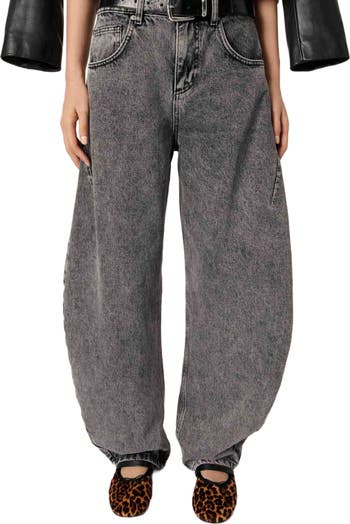 【AAKE】SPARK BALLOON DENIM Oversized balloon jean Black / Gray For Women | Maje
