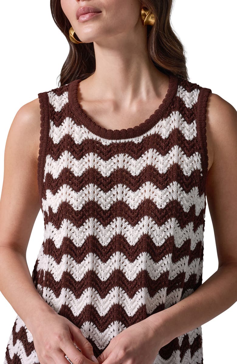 Donna Karan New York Scallop Stripe Sleeveless Pointelle Sweater, Alternate, color, Canyon/ Cre
