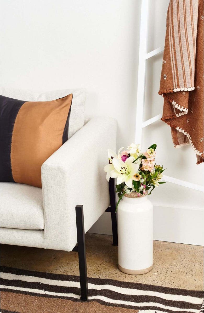 Studio Variously Kala Black & Gold Color Block Mulberry Silk Pillow, Alternate, color,