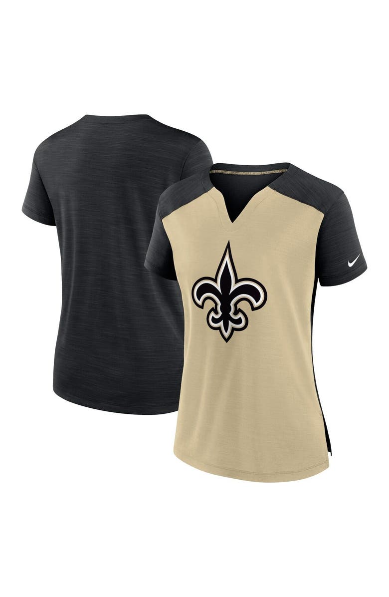 Nike Women's Nike Gold/Black New Orleans Saints Impact Exceed Performance Notch Neck T-Shirt, Main, color,