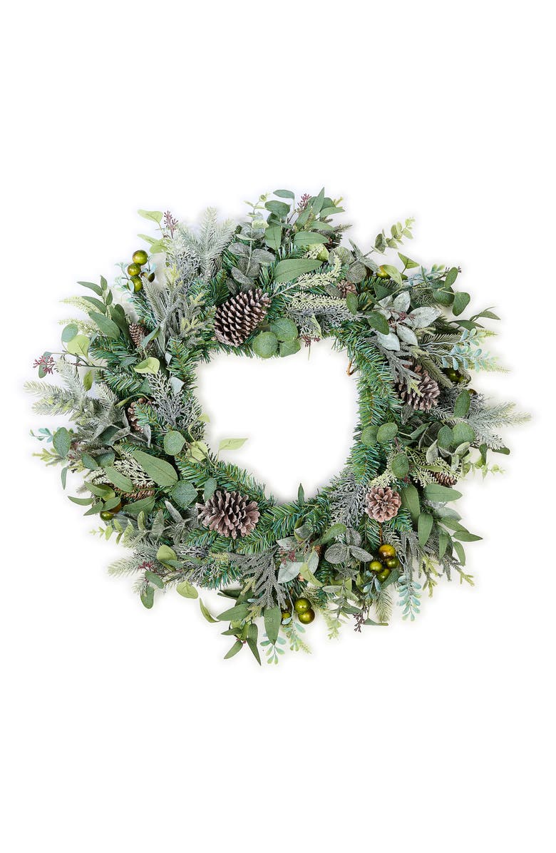 MACKENZIE CHILDS Holiday Spruce Urn Wreath, Main, color, Green