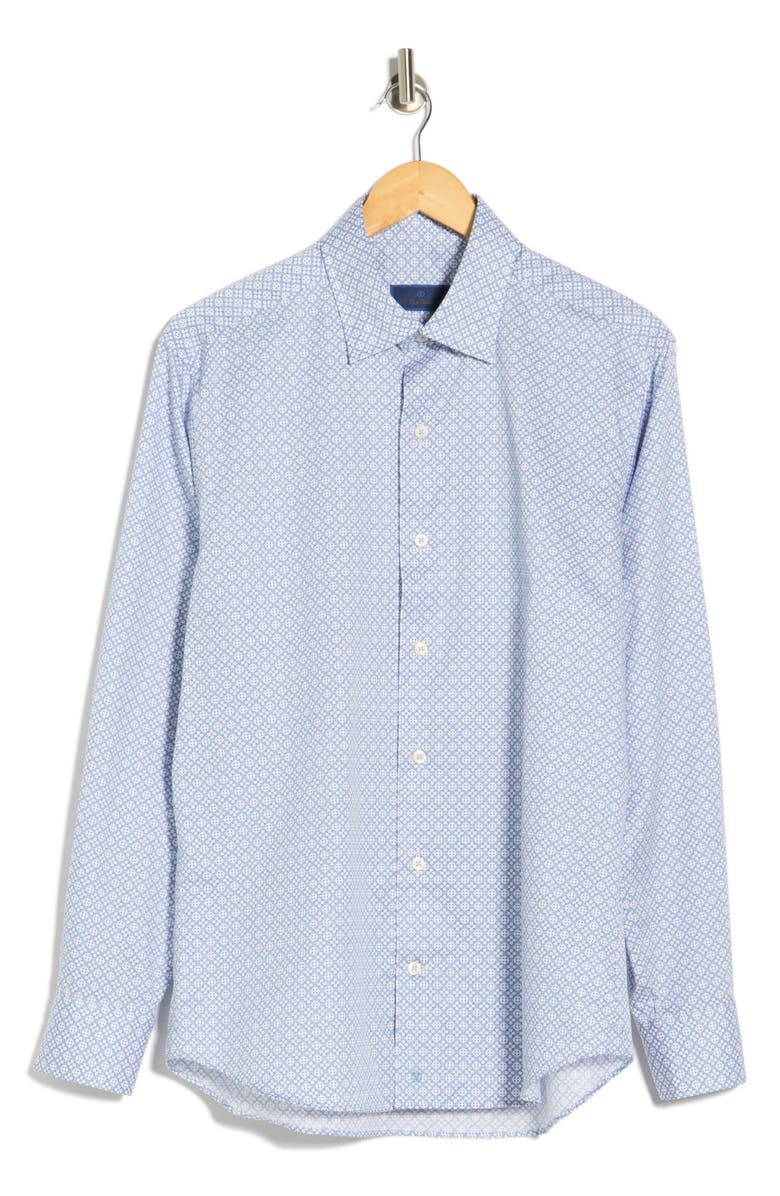 David Donahue Casual Cotton Sport Shirt, Main, color, Sky/ Multi