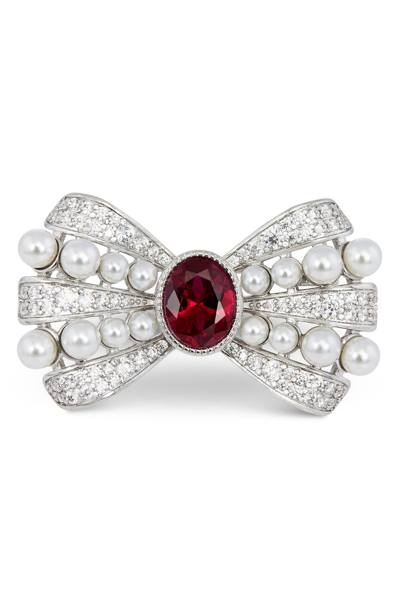 SAVVY CIE JEWELS Pearl Bubbles Bowtie Brooch