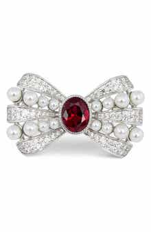 SAVVY CIE JEWELS Pearl Bubbles Bowtie Brooch