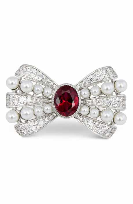 SAVVY CIE JEWELS Pearl Bubbles Bowtie Brooch