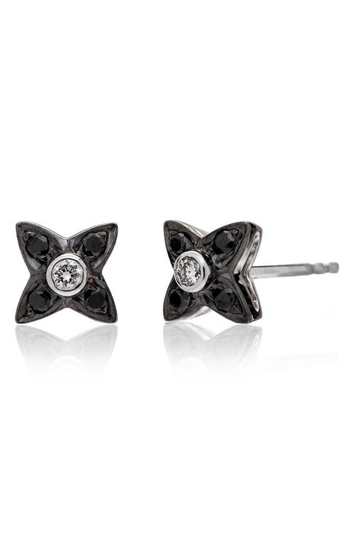 Sethi Couture Lumiere Black & White Diamond Stud Earrings In 18k White Gold