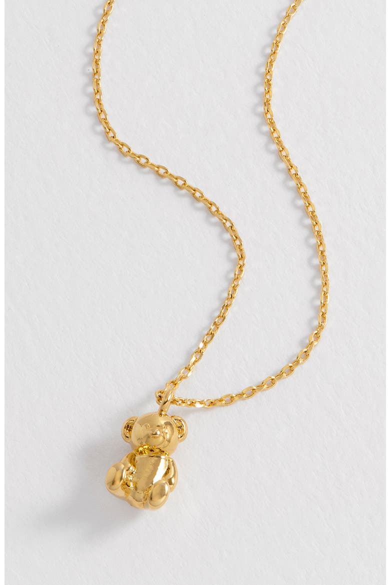 Teddy Bear Pendant Necklace, Alternate, color, GOLD