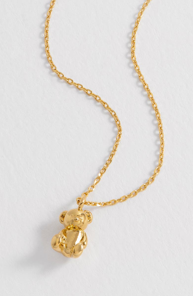 Estella Bartlett Teddy Bear Pendant Necklace, Alternate, color, Gold