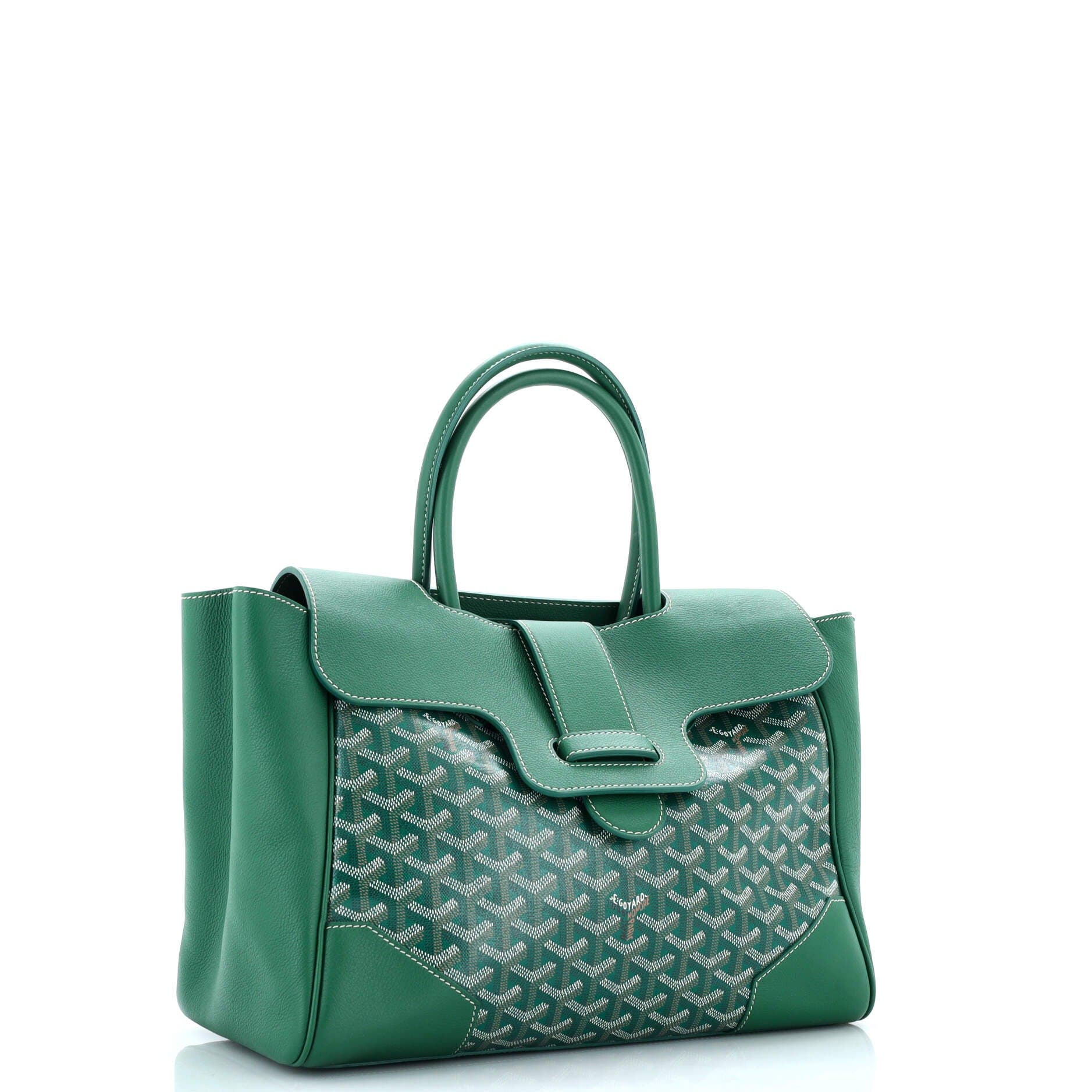 Pre-Owned Goyard Saigon Tote Bag Coated Canvas with Leather, Alternate, color, Green