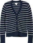 Caslon® Shaker Stitch V-Neck Pima Cotton Cardigan