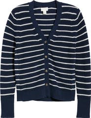 Caslon® Shaker Stitch V-Neck Pima Cotton Cardigan