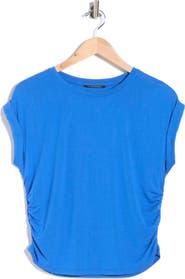 T Tahari Cuffed Short Sleeve Ruched T-Shirt