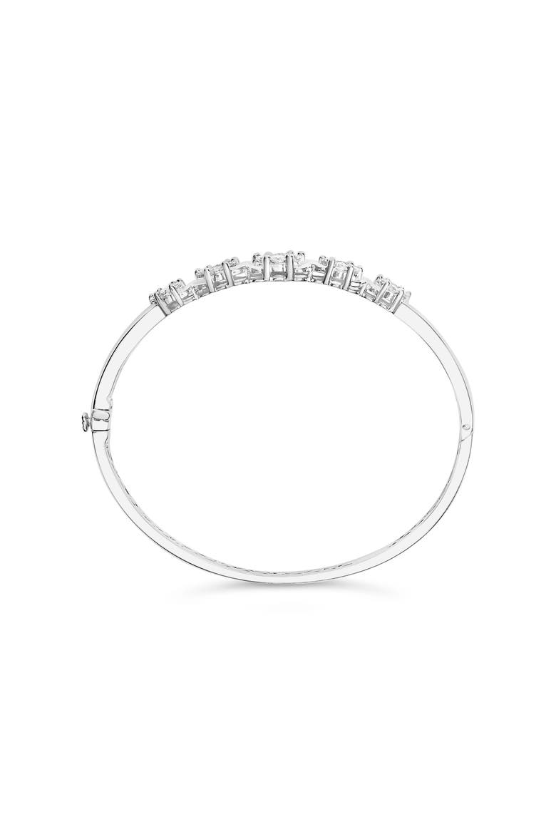 14K White Gold 2 1/2 Cttw Diamond Graduating Floral Cluster Bangle Bracelet, Alternate, color, White
